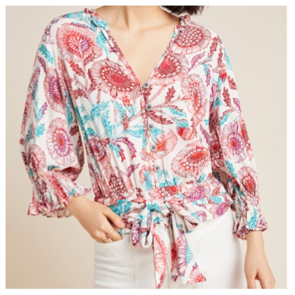 Anthropologie Tops - Anthropologie Medium Saraya Floral Blouse NWT